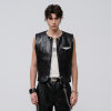 Reversible snake print punk zippered leather vest