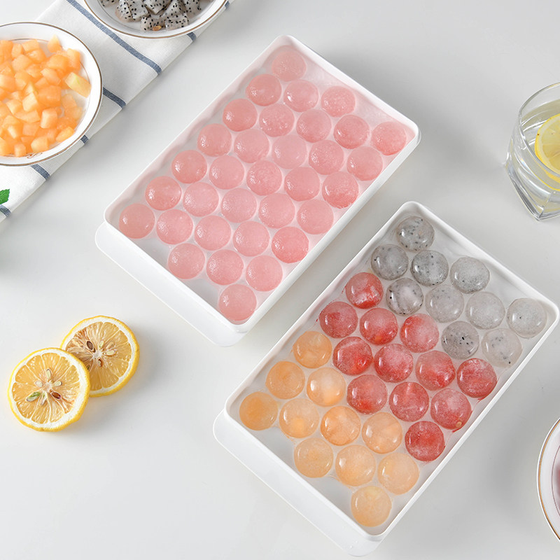 Japanese creative ice hockey molds frozen ice cubes small silicone gels with lid spherical ice grid case ice case ice box