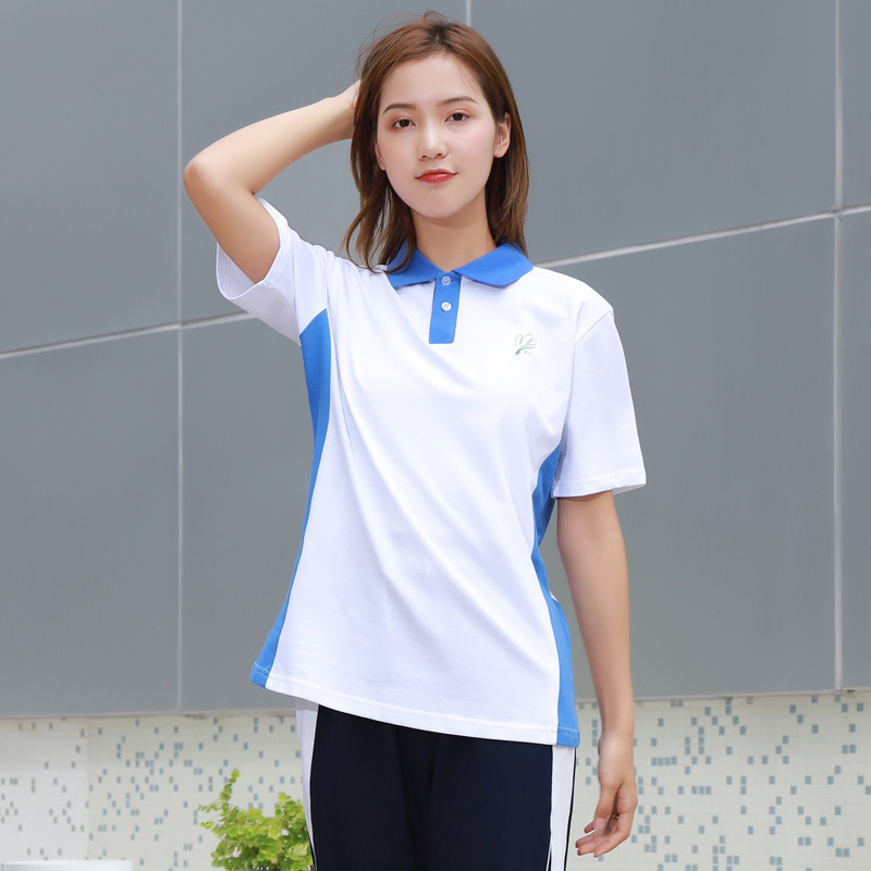 Shenzhen school uniform middle school students summer clothes women's short-sleeved tops junior high school students uniform half-sleeved T-shirt cotton sportswear