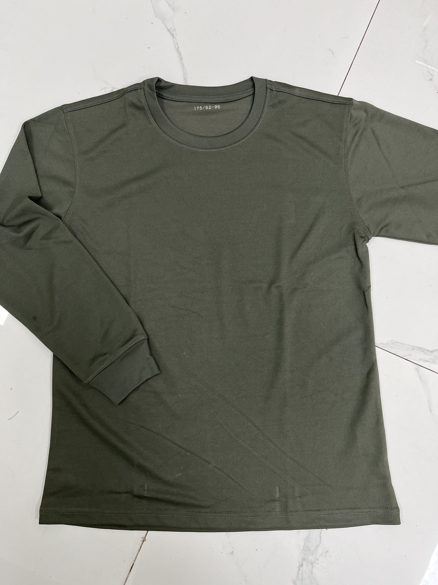 New long-sleeved round neck shirt spring and autumn quick-drying breathable gray-green long-sleeved physical training clothing bottoming T-shirt single top