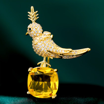 New fashionable bird on stone brooch corsage womens coat accessories pin anti-exposure clothes button ready for delivery