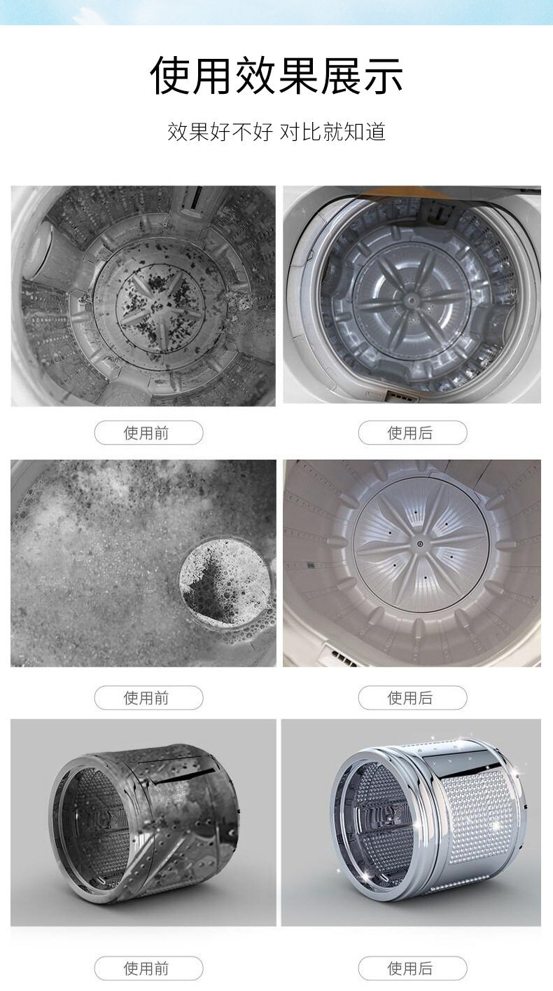 跨境出口12片装洗衣机槽清洗泡腾片全自动消毒杀菌清洁剂去污渍详情11