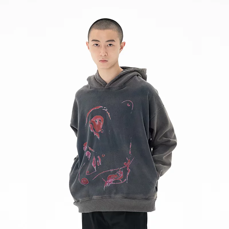 Liocha 22aw Melt Array Hoodie Washing Printing Cotton Holding Hats Scirting sweater