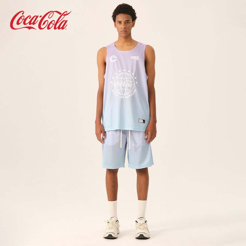 Coca-Cola Summer American-Style Tank Top and Shorts Men's Gradient Print Sports Basketball Suit