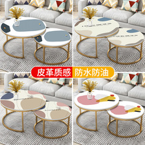 Light and luxurious leather table cushion small round table tea table cloth waterproof anti-oil wash round table cloth combined silicone table cushion