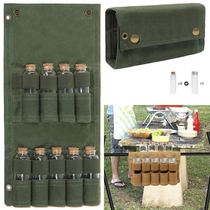 Outdoor Camping Camping Glass Sauce Bottle Barbecue Wild Cooking Portable Oil Bottle Seasoning Box Suit Folding Seasoning Bag
