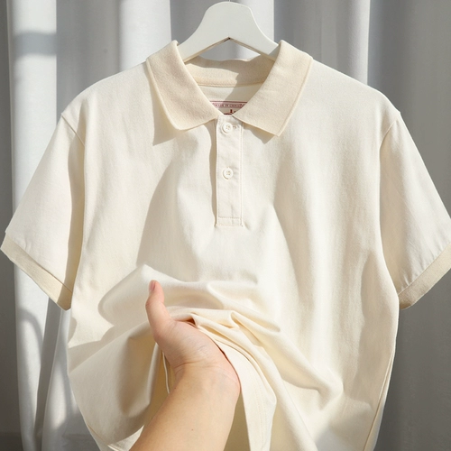 Абрикосовая футболка polo, хлопковая футболка с коротким рукавом