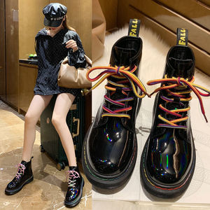 春秋季英伦风马丁靴平底机车瘦瘦短靴女靴