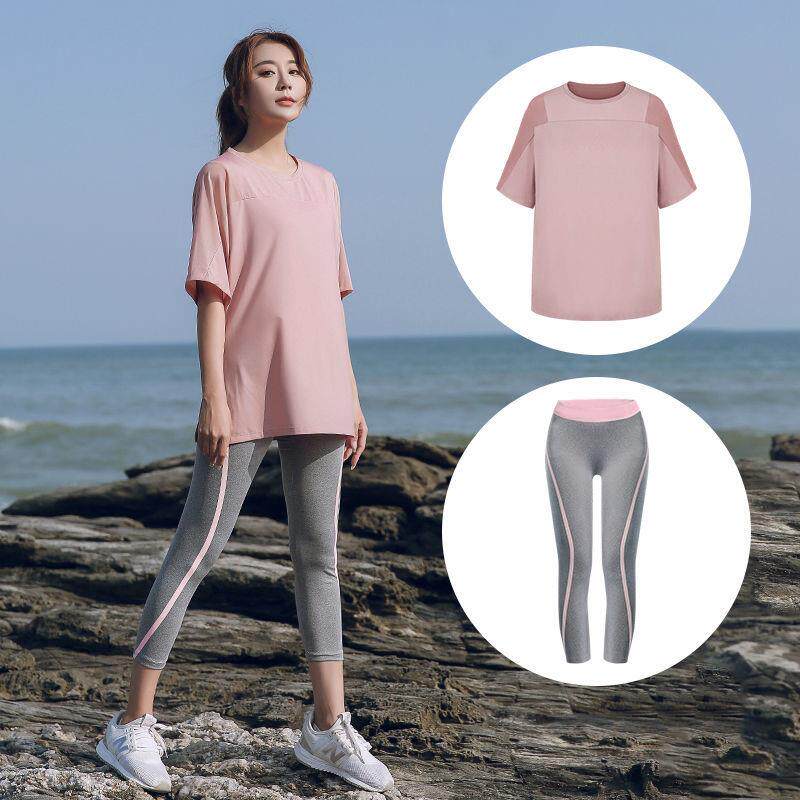 New Yoga Suit Women's Running Suit Sportswear Fitness Clothes Speed Dry Clothes Loose Blouse Exercise Clothes Two Sets
