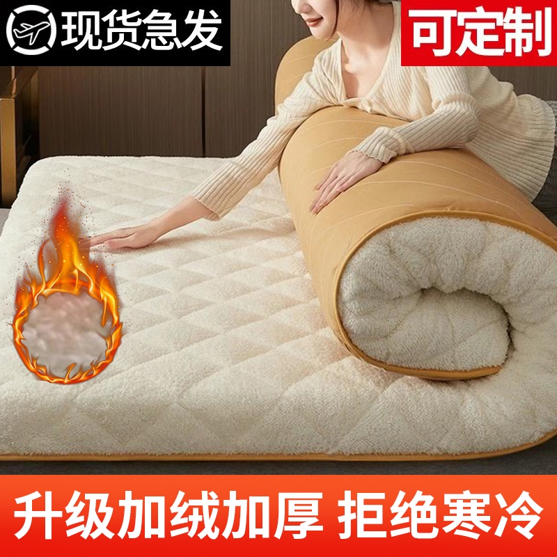 Mattress Topper with Soft Lamb Wool and Thickened Fleece for Home Use, Winter Warm Milk Velvet Single/Double Tatami Floor Mat