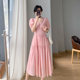 2023 Summer New French Retro First Love Dress Slim Waist Slim Temperament Gentle Wind Pink Puff Sleeve Dress