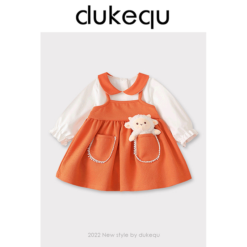 Duke fun girls' dress spring 2022 new foreign style one-year-old baby dress children's princess skirt spring and autumn