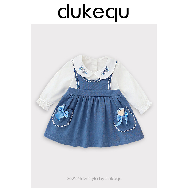 Duke fun girl's dress spring 2022 new foreign style one-year-old baby dress little girl children's princess dress