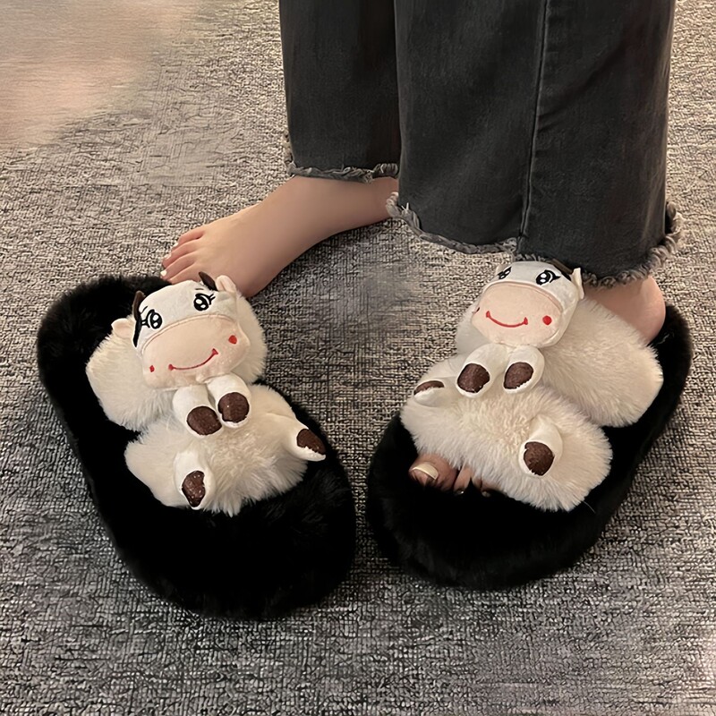 Cartoon Cute Frog Doll Cotton Slippers for Women 2025 Autumn and Winter New Style Outdoor Platform Slippers with One Strap Cartoon Cute Frog Doll Cotton Slippers for Women 2025 Autumn and Winter New Style Outdoor Platform Slippers with One Strap