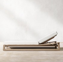 Outdoor teak lounge bed villa courtyard leisure open-air garden outdoor waterproof sunscreen solid wood lounge chair furniture