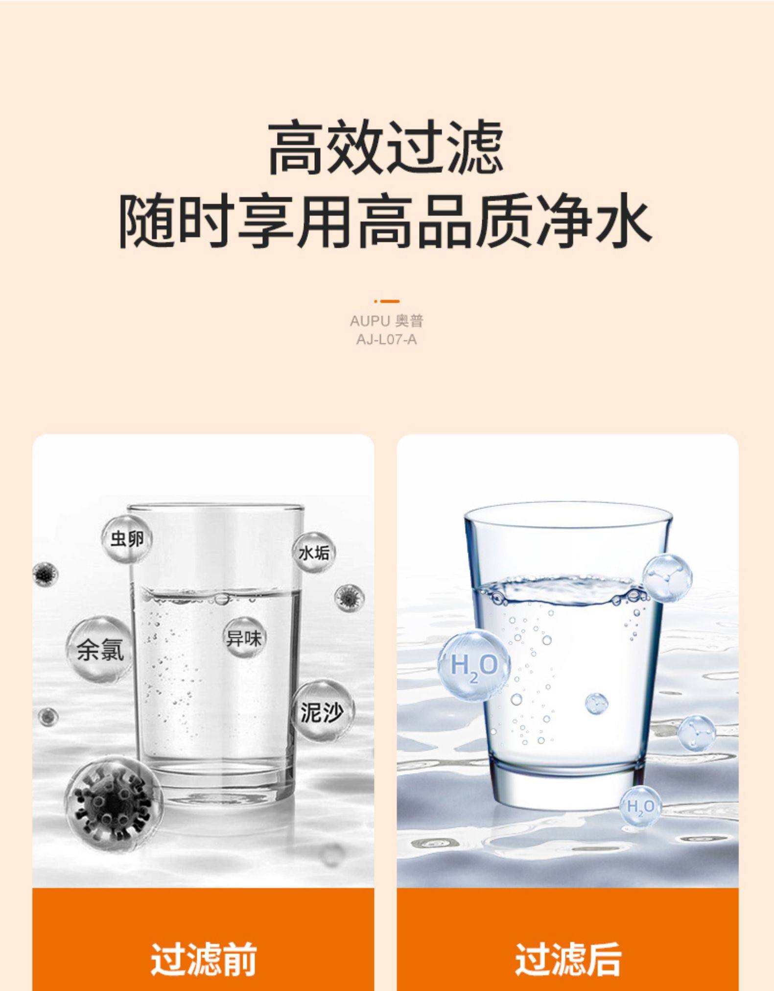 奥普 家用水龙头净水器 一机一芯 图6