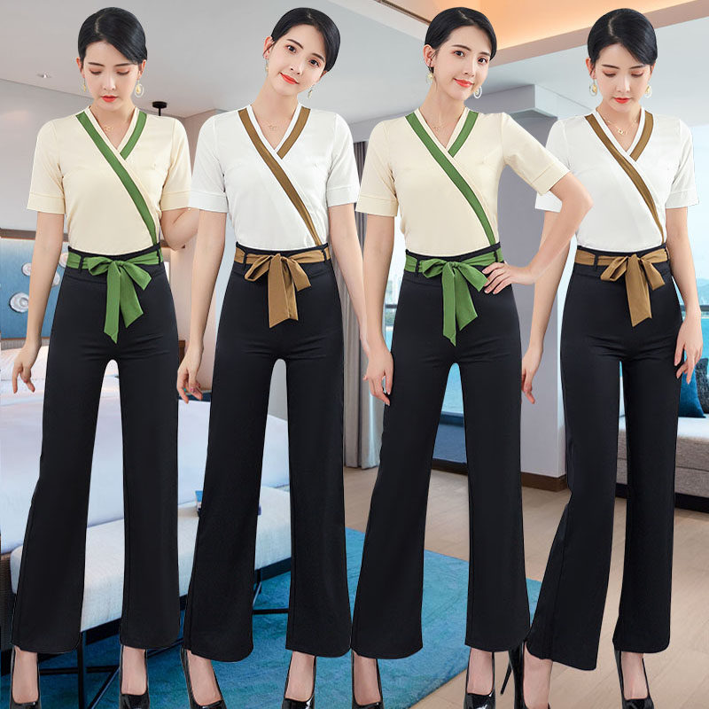 2021 autumn and winter foot massage technician work clothes female beauty salon spa health center beautician foot bath shop set decoration