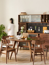 Nordic all solid wood black walnut deformable dining table telescopic foldable round table square table dual-purpose dining table and chair combination