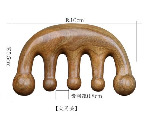 Пятисловное массажное устройство для головки натуральное зеленое расческа сандало