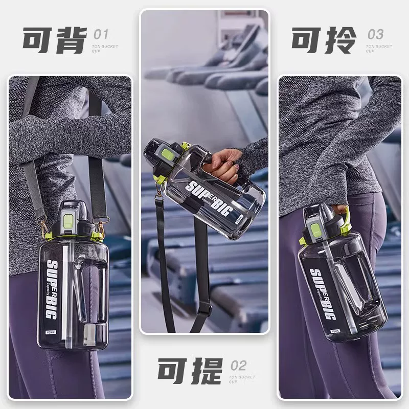 Capacious big space sports bottle for gym, fall protection