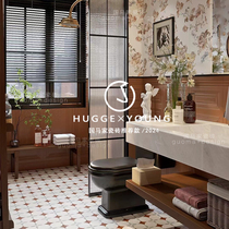 Guoma French flower piece caramel color wall skirting tiles B&B kitchen bathroom balcony entrance restaurant retro wall tiles