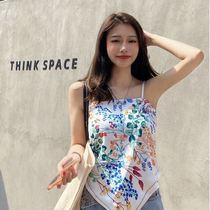 Waist Flower Fruit Smear Breast Pocket Style Silk Scarf Drape Chest Harness Large Code Vest Woman Inner Hitch Outside Wearing Summer Leave Two Square Towels