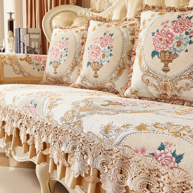 European-style high-end sofa cover luxury cover four seasons universal all-inclusive universal leather cover cushion summer non-slip mat