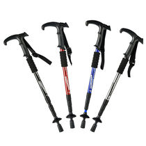 Outdoor folding professional mountain climbing equipment anti-fall straight handle light aluminum alloy for hiking