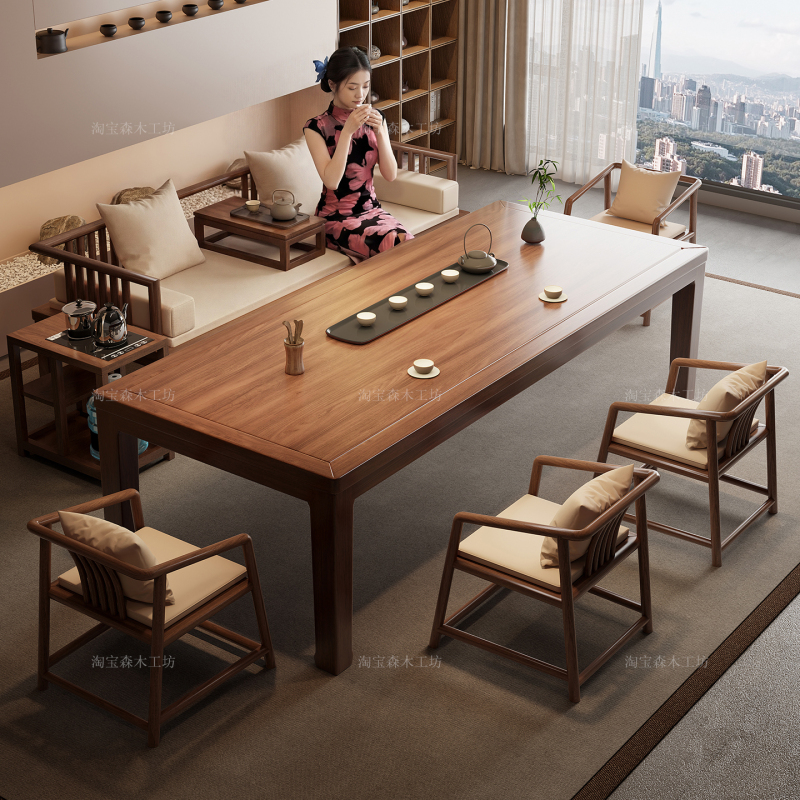 New Chinese-Style Song Dynasty Aesthetics Solid Wood Luohan Bed Tea Table and Chair Set for Living Room and Office, Tea-Making Table, 2026 New High-End Model New Chinese-Style Song Dynasty Aesthetics Solid Wood Luohan Bed Tea Table and Chair Set for Living Room and Office, Tea-Making Table, 2026 New High-End Model