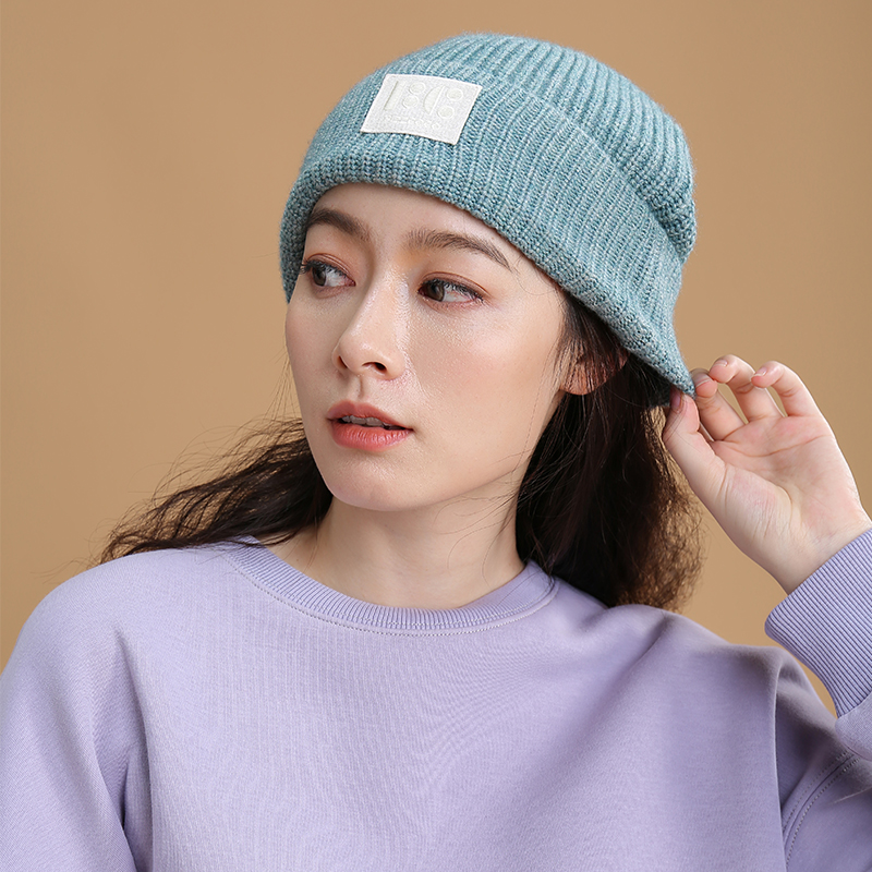 FIZZCOCO Cashmere Wool Beanie Women's Autumn and Winter Casual All-match Red Knitted Cold Hat Keeping Warm and Fashionable