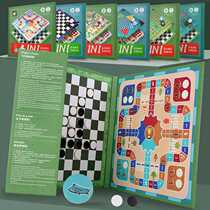 New book page magnetic multi-function game chess flying chess checkers backgammon childrens educational chess wooden