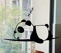 Small panda wardrobe stickers kitchen bathroom balcony sliding door glass anti-collision cartoon pattern decorative wall stickers