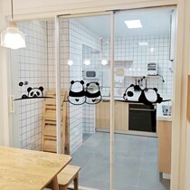 Small panda wardrobe stickers kitchen balcony bathroom sliding door glass waterproof anti-collision pattern decorative wall stickers