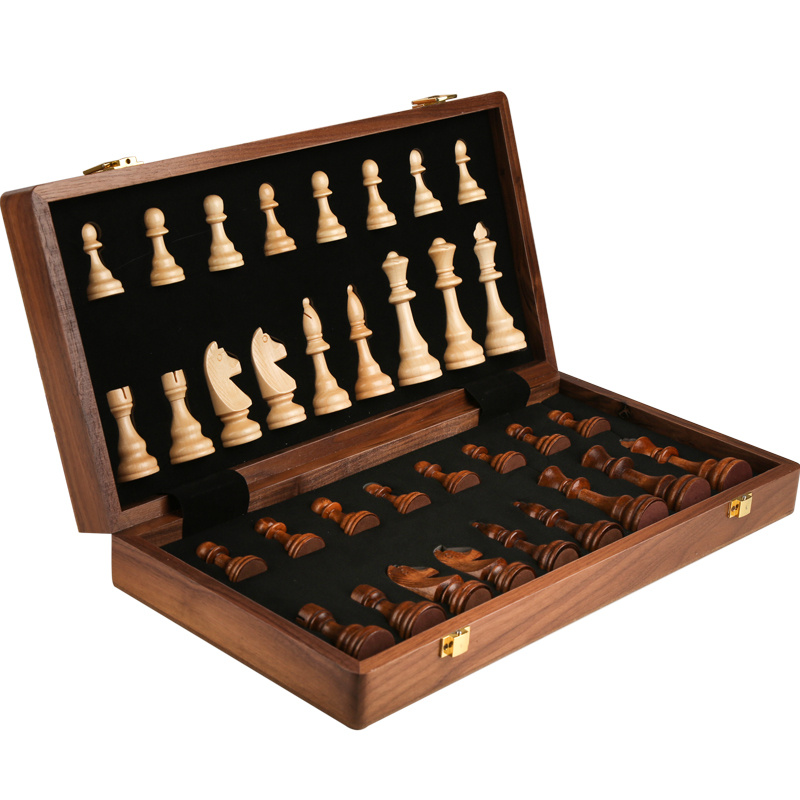 Children's beginner chess ornaments creative solid wood competition special high-end portable primary school students' chess