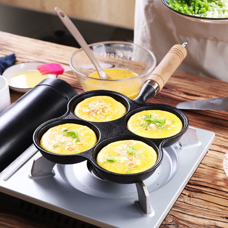 Egg Dumplings Egg Dumplings Fried Egg Dumplings Egg Dumplings Special Pan Not Stained cast-iron flat-bottomed pan theorizer quad-hole pan