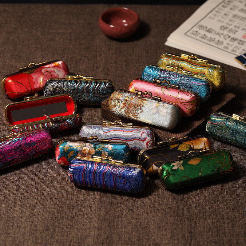 With mirror lipstick box storage box with jewelry box retro French high-end Chinese style exquisite portable compact