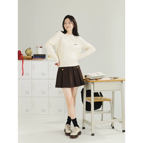 DESSUU Трикотажный цветной свитер, осенний, с вышивкой