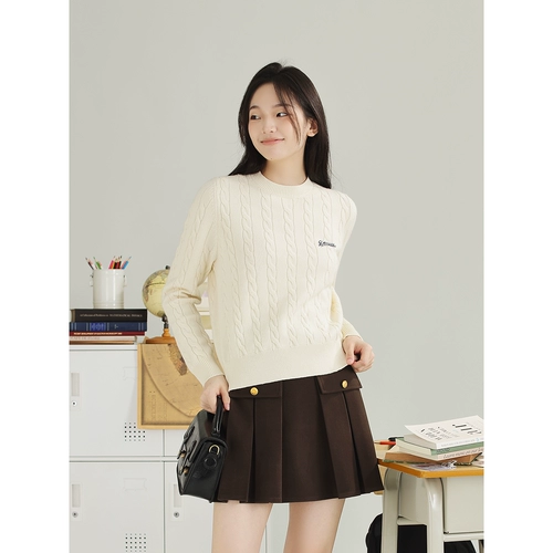 DESSUU Трикотажный цветной свитер, осенний, с вышивкой