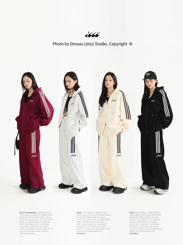 DESSUU Ретро спортивный костюм, толстовка с капюшоном, кардиган, осенние штаны, в американском стиле