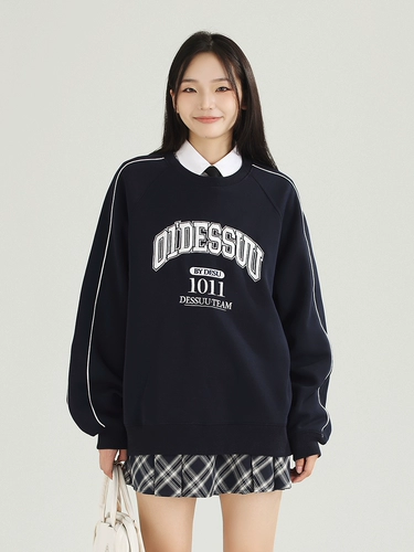 DESSUU Демисезонная утепленная утепленная толстовка, круглый воротник, оверсайз