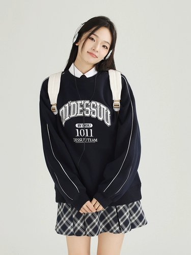 DESSUU Демисезонная утепленная утепленная толстовка, круглый воротник, оверсайз