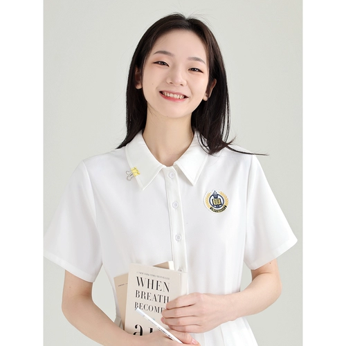 DESSUU Белая летняя рубашка, платье, юбка в складку, А-силуэт