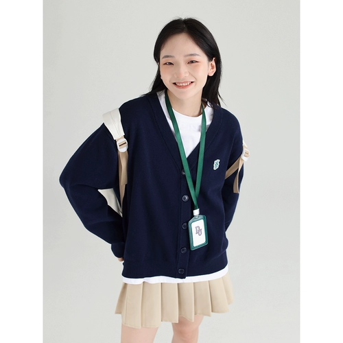 DESSUU Осенний трикотажный кардиган, куртка, цветной свитер, свободный крой