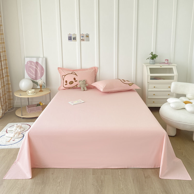 Full cotton washed cotton sheet Thickened Single Bed Cover Pure Pink Single Dormitory Student Double Bedroom Bed bedding