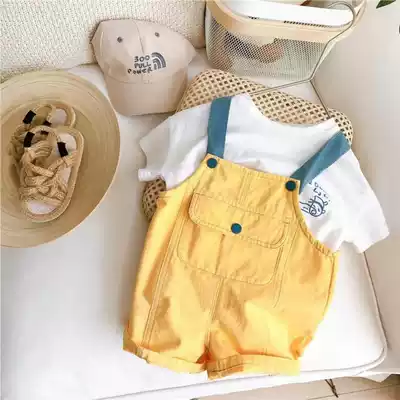 Children's baby bag pants set boys and girls 2021 summer foreign Pie Baby color Baby Baby Baby bag shorts two-piece set