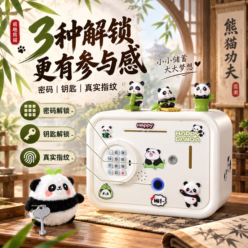Children's Piggy Bank Fingerprint Password Safe Panda Desktop Ornament Decorative Safe High-End Birthday Gift Children's Piggy Bank Fingerprint Password Safe Panda Desktop Ornament Decorative Safe High-End Birthday Gift