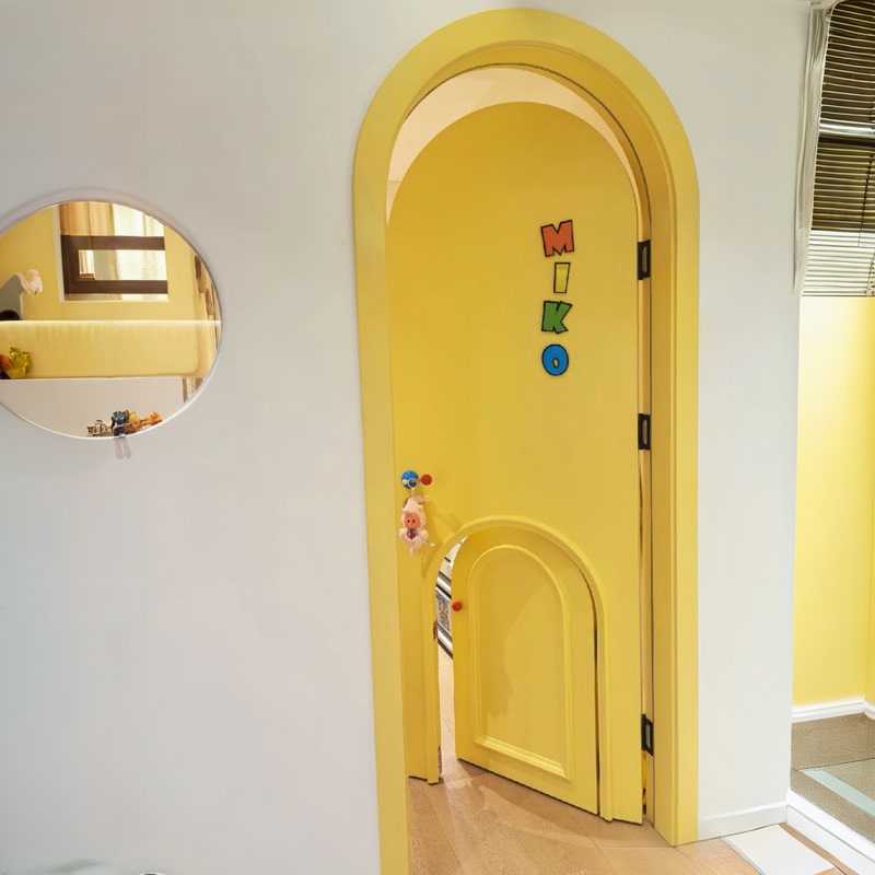 Children's Room Door, Bedroom Door, Room Door, Solid Wood Multi-Layer Lacquered Door, Door-In-Door, Dopamine Wood Door