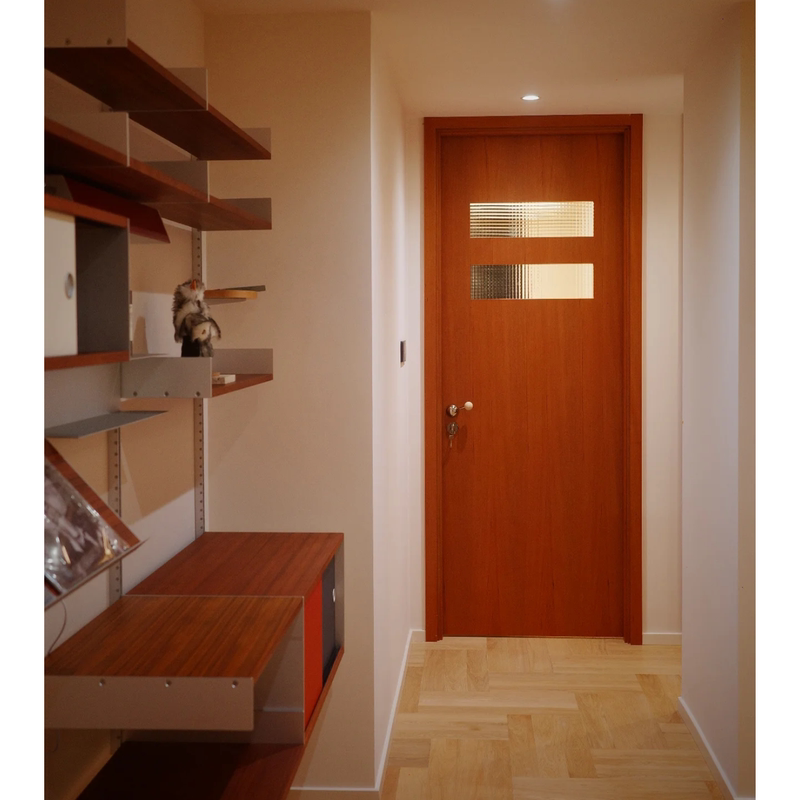 Medieval Style Wooden Door, Bedroom Door, Teak Color Room Door, Kitchen Bathroom Glass Door, Marine Board Lacquered Door, Flat Opening