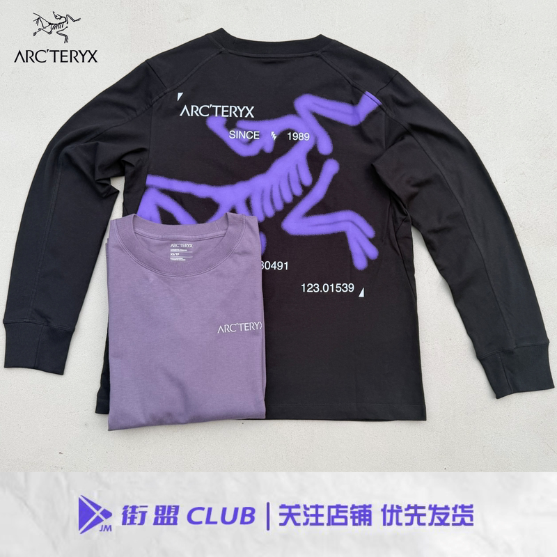 Arcteryx Kragg Cotton Women's Outdoor Breathable Round-Neck Long-Sleeved T-Shirt with Bird Logo on the Back