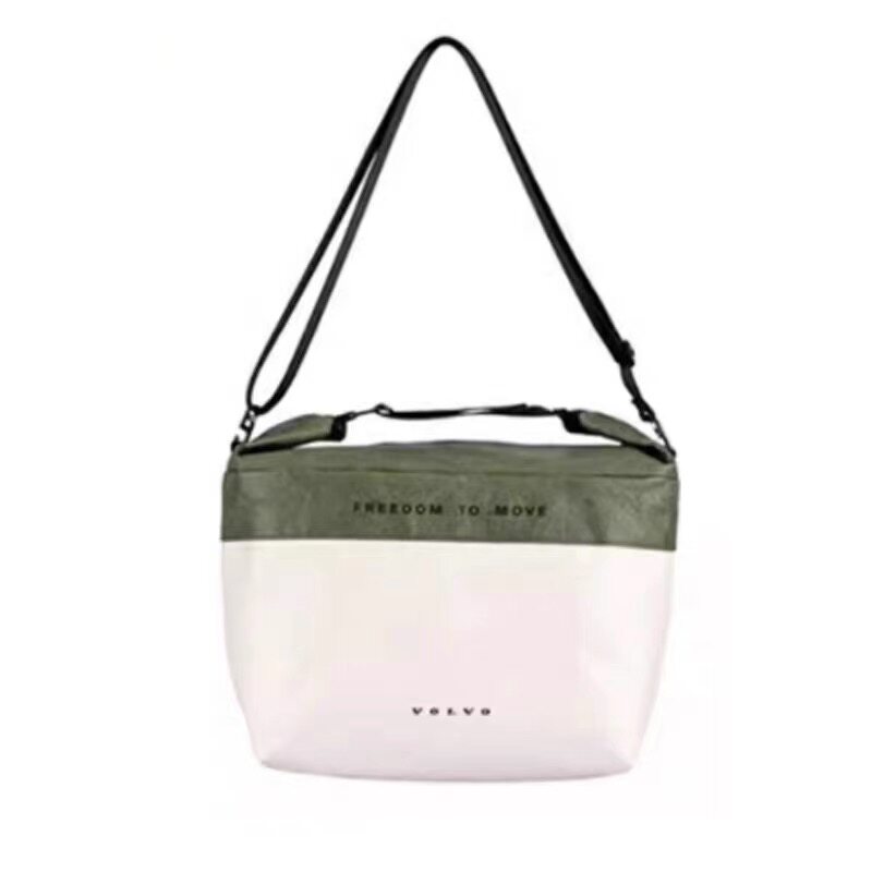 Custom Logo Tyvek Insulated Lunch Bag, Washable Kraft Paper Shoulder Tote with Thick Foil Lining - Thumbnail 5